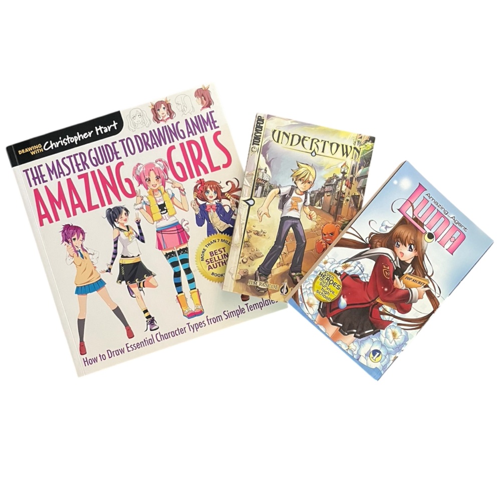 Anime How to Drawing Book and Two Story Books